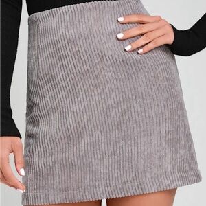 Lulu's Gray Ribbed Mini Skirt